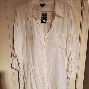 Torrid white tunic button down shirt 2x